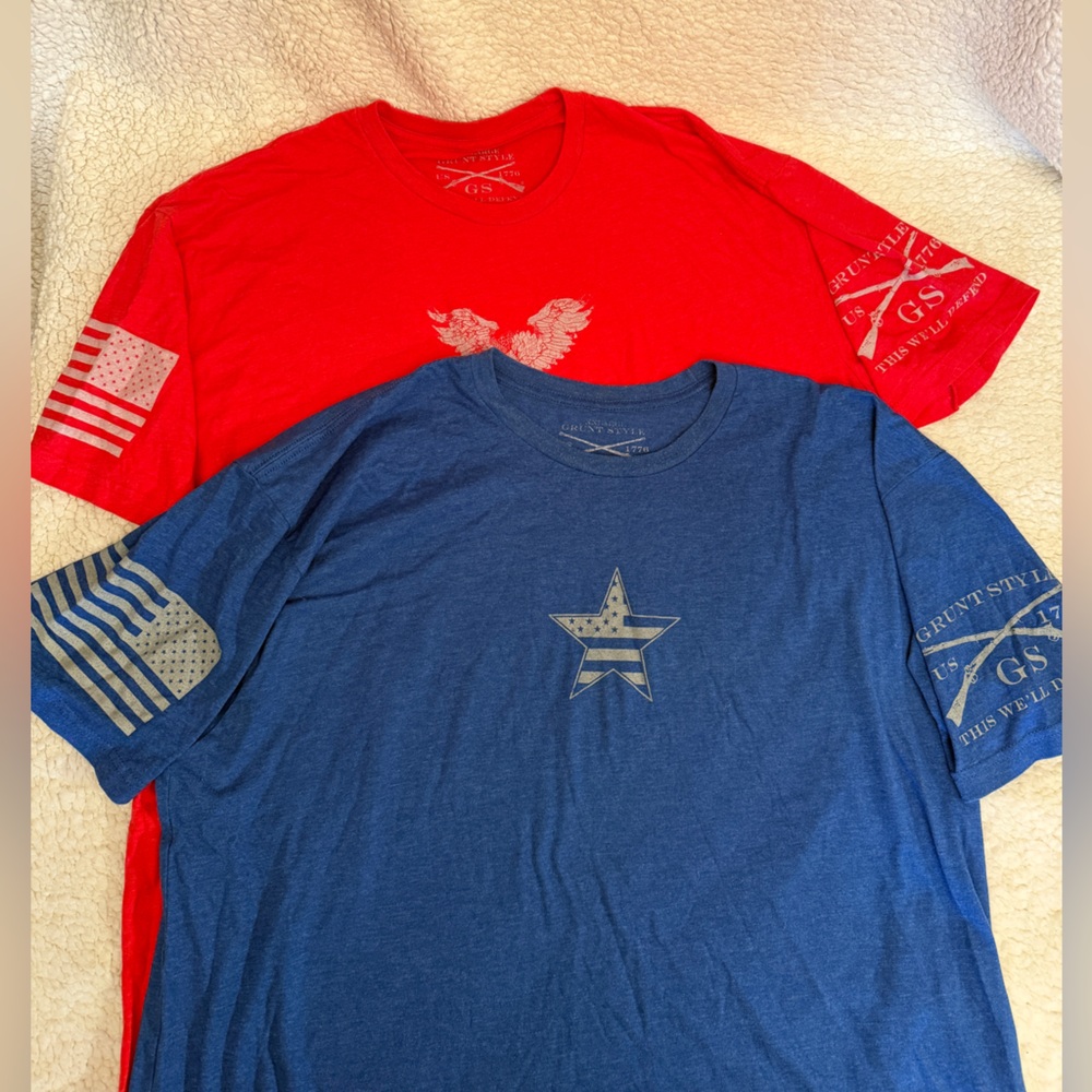 Grunt Style Red and Blue Short Sleeve Tees . Size XXL.